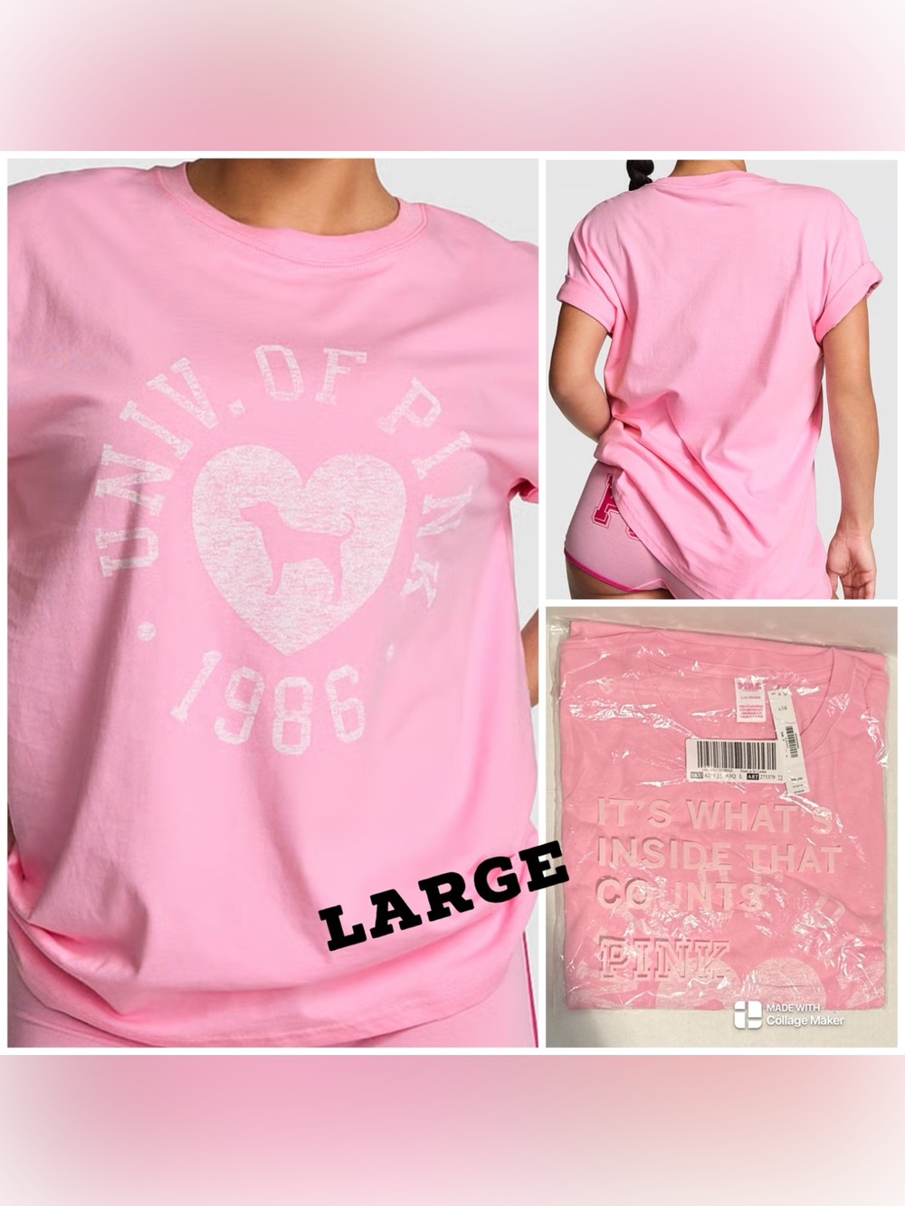 VS PINK NWT Pink Lollipop Campus Cotton Short-Sleeve Tee